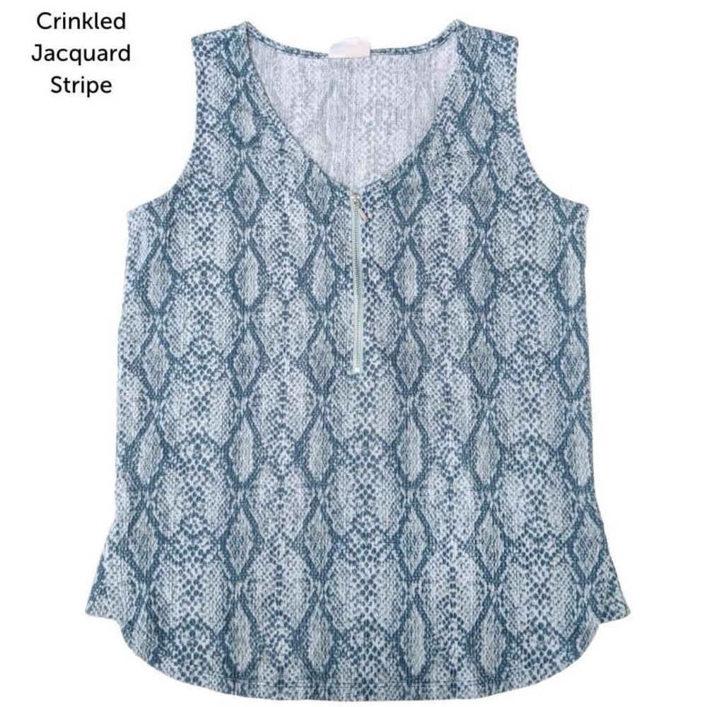 LuLaRoe Blue & White Tank Top with Snakeskin Print - NEW